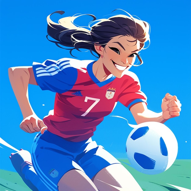 Vector a paraguayan woman is playing soccer