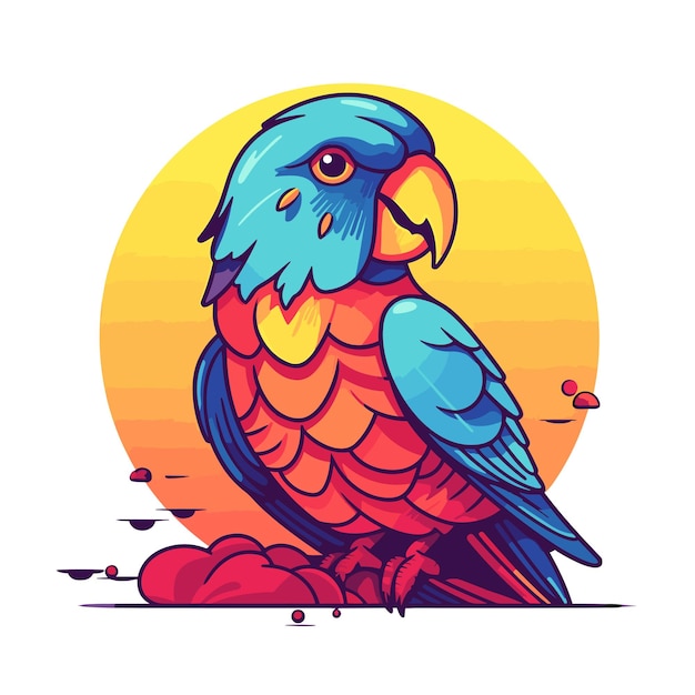 parakeet labor day Cartoon Vector illustration