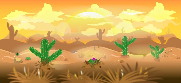 Вектор parallax desert 2d фон 2d пустыня игровой фон