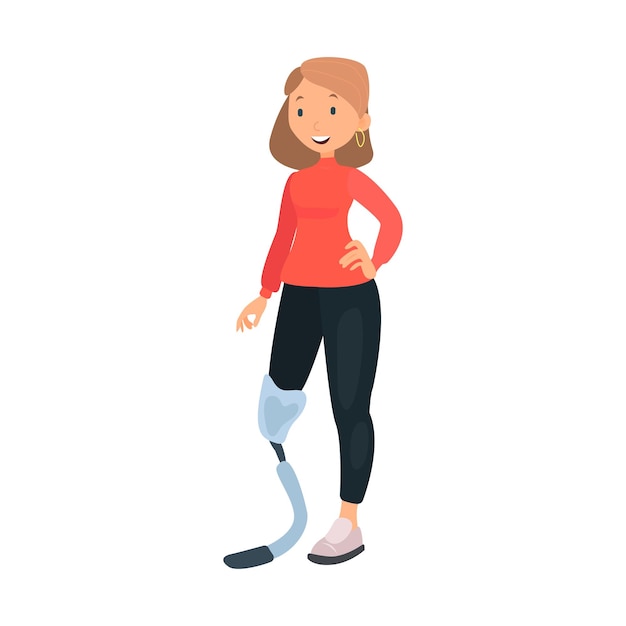 Paralympic female runner flat icon colored vector element from disabled collection creative