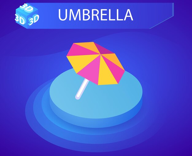 Paraplu isometrisch ontwerp pictogram Vector web illustratie 3d kleurrijke concept