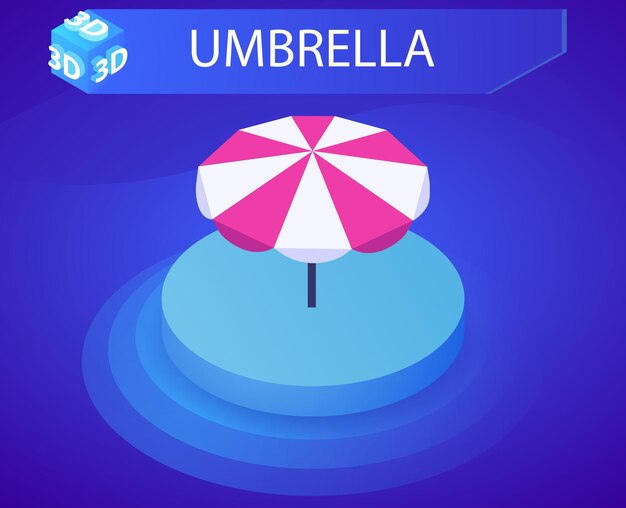 Paraplu isometrisch ontwerp pictogram Vector web illustratie 3d kleurrijke concept