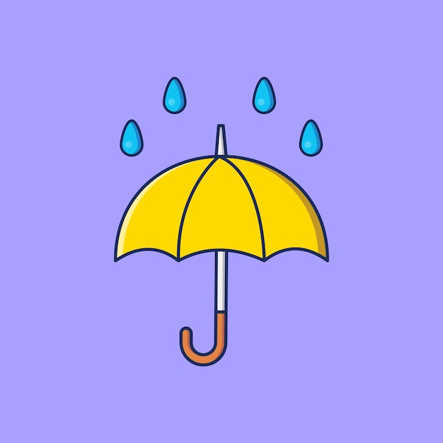 Paraplu met druppel regenwater platte vectorillustratie