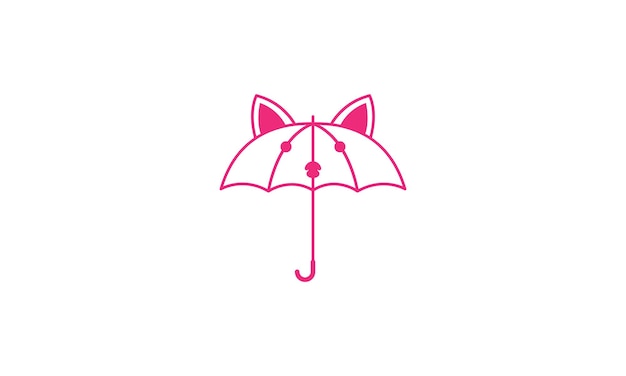 Paraplu met kat stijl logo vector symbool pictogram ontwerp grafische afbeelding