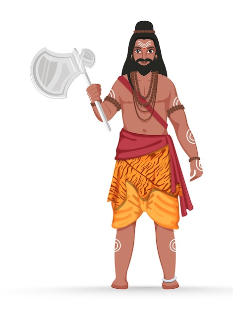 Parashurama character standing on white background