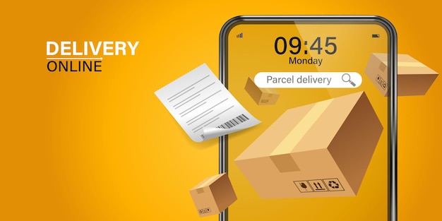 Concetto di consegna pacchi per un servizio di consegna veloce illustrazione vettoriale
