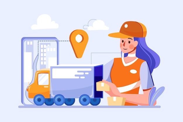 Parcel delivery service illustration concept