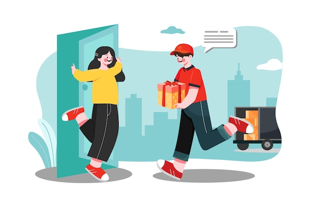 Vector parcel delivery service illustration concept