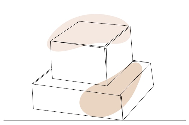 Vector parcel drawing by one continuous line vector