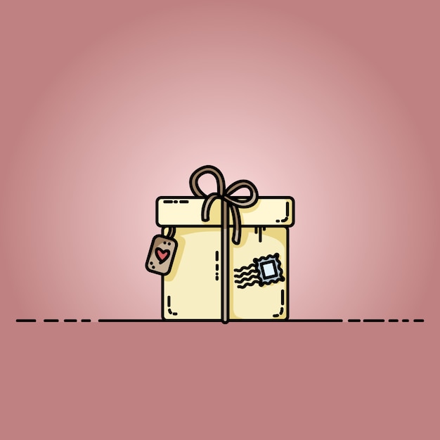 Parcel gift box with a stamp. vector flat illustration