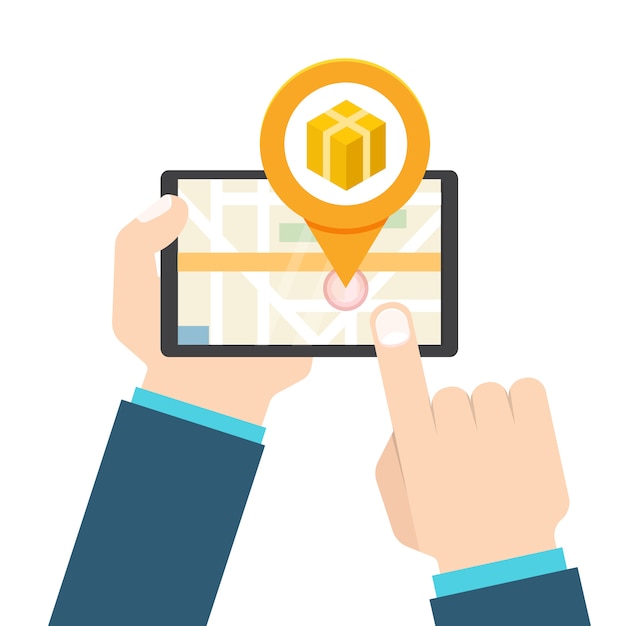 Parcel, package tracking online app concept.   illustration.