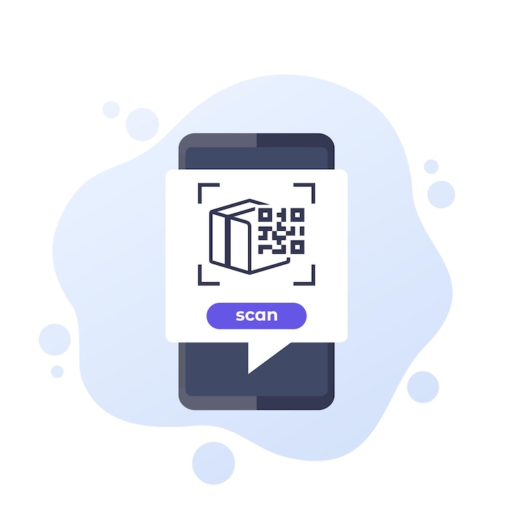 Vector parcel qr code scanning vector icon with a smart phone