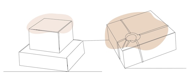 Vettore scatole di pacchi un vettore di disegno a linea continua