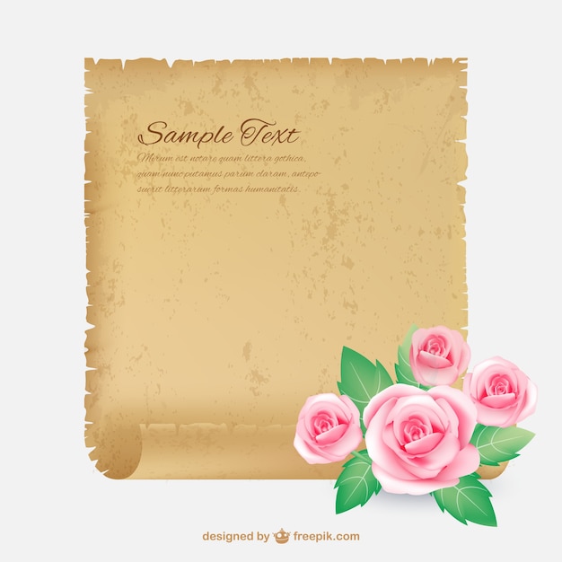 Vector parchment with roses