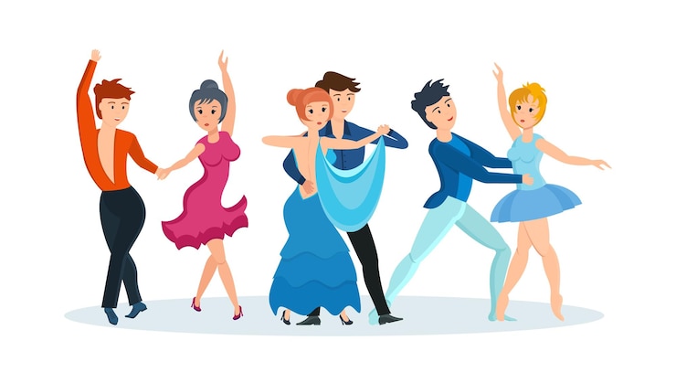 Vector paren dansen moderne dansen gepassioneerde tango zachte wals mooi ballet