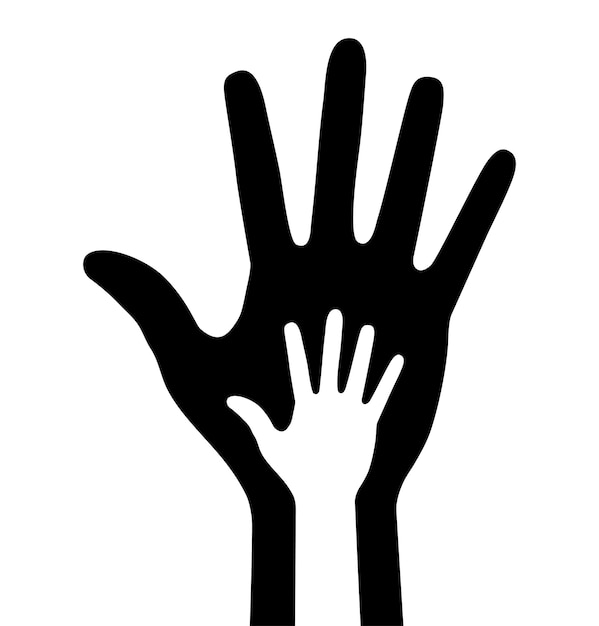 Logo della mano del genitore e del bambino, illustrazione vettoriale