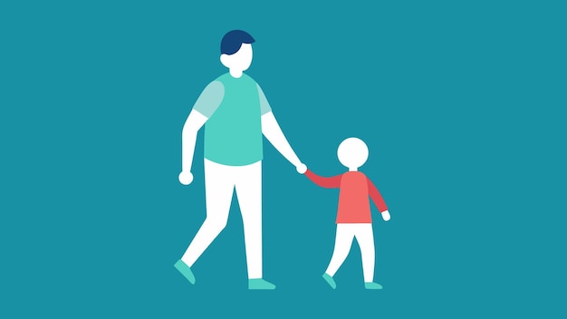 Vector a parent and child holding hands walking through a difficult and uncertain time together reminding