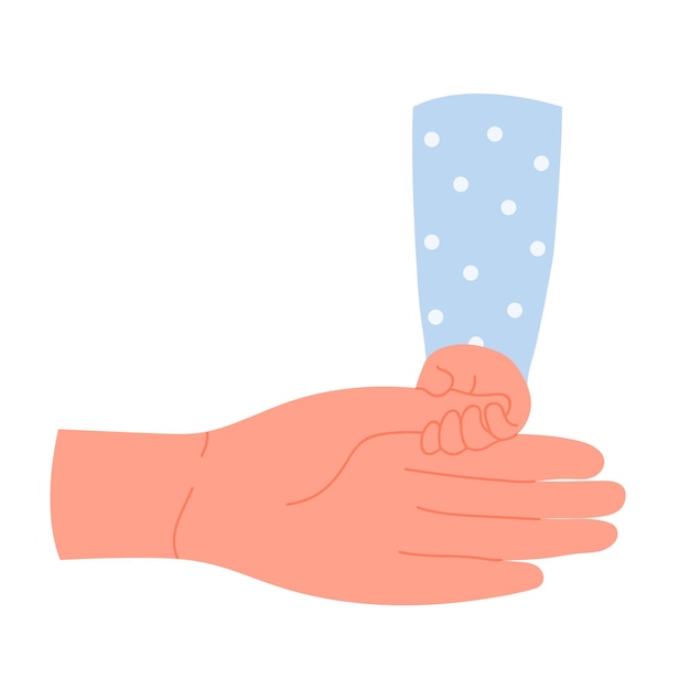 Vector parent holding baby hand