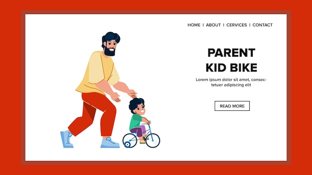 Parent kid bike vector