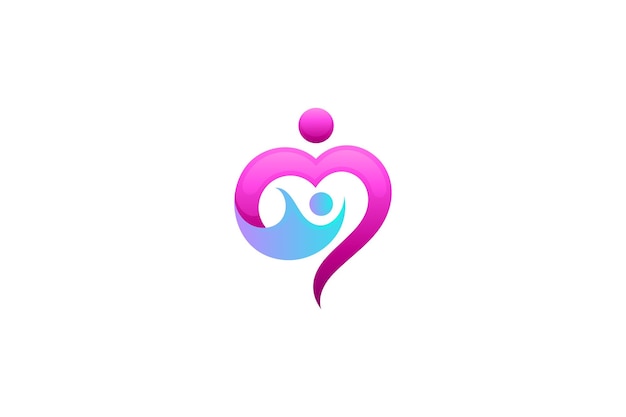 Parent love care logo mother and child logo vector