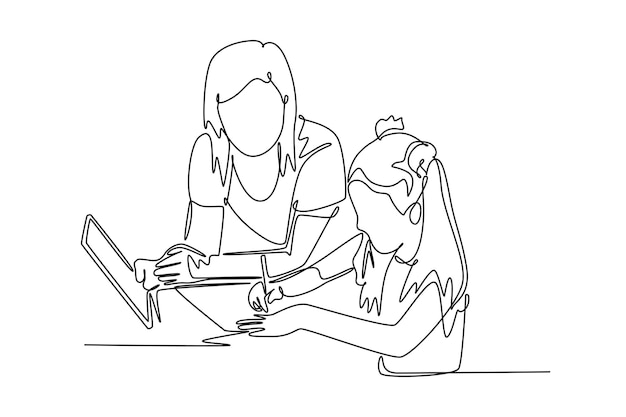 parentchild relationship communication concept single line draw design vector graphic