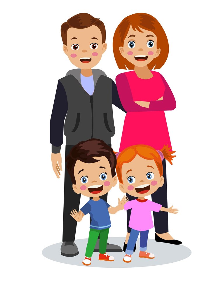 Vector parents and children together family