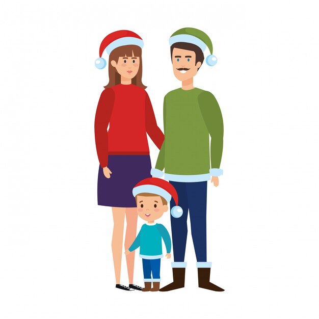 Parents couple with son with winter clothes