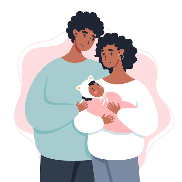 Parents hold a baby in their arms