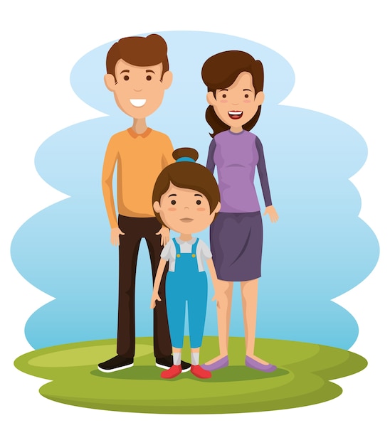 Vector parents with kids avatars characters