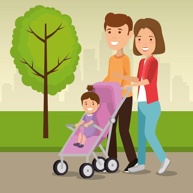 公園に子供がいる両親