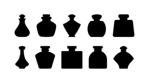 Parfum en alchemistische flessen met kurk silhouet set