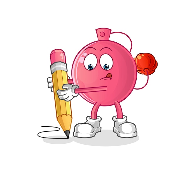 Parfum schrijven met potlood. cartoon mascotte vector