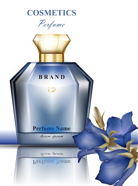 Parfumflesje met delicate blauwe bloemengeur