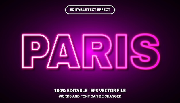 Parijs bewerkbare teksteffectsjabloon, futuristische rode neonlicht lettertype-effectstijl