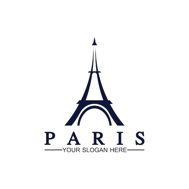 Parijs en Eiffeltoren logo vector pictogram illustrator ontwerpsjabloon