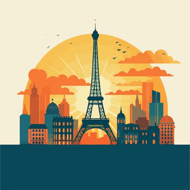 Parijs silhouet logo pictogram plat ontwerp