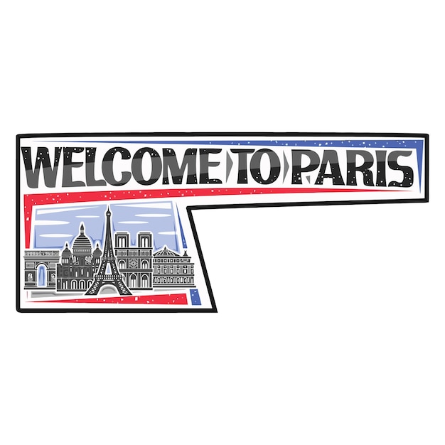 Parijs Skyline Landmark Vlag Sticker Embleem Badge Reizen Souvenir Illustratie