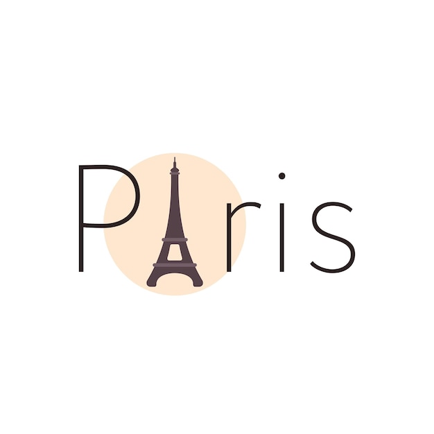 Parijs vectorillustratie met Eiffeltoren. Franse hoofdstad naam illustratie.