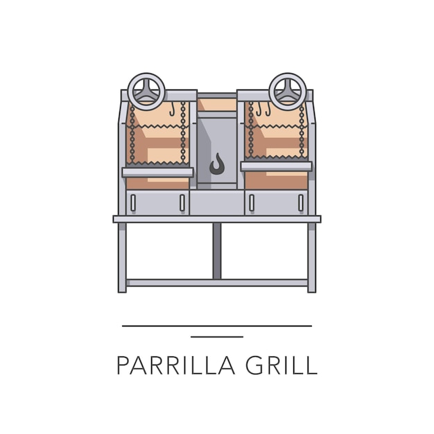 Parilla grill overzicht kleurrijke vectorillustratie