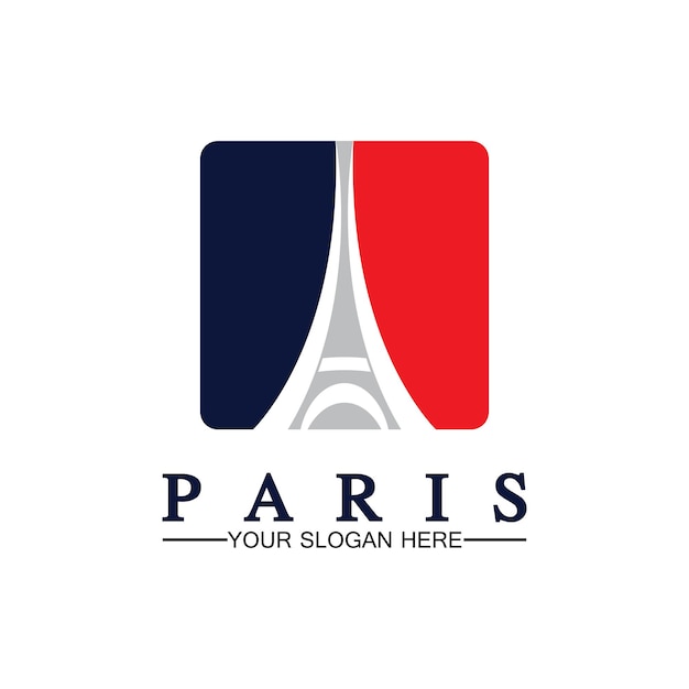パリとエッフェル塔のロゴベクトルアイコンイラストレーターデザインテンプレート