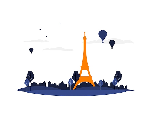 Плоская векторная иллюстрация Парижа