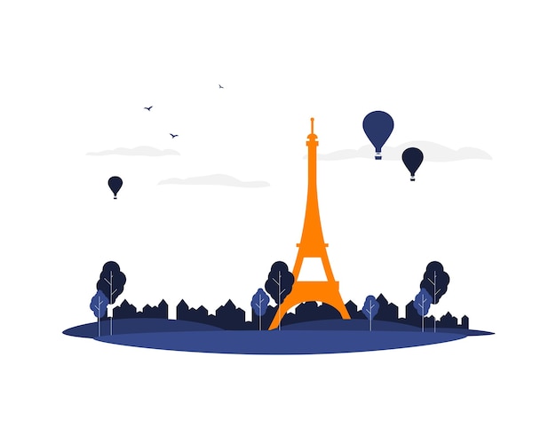 Paris city flat vector illustration