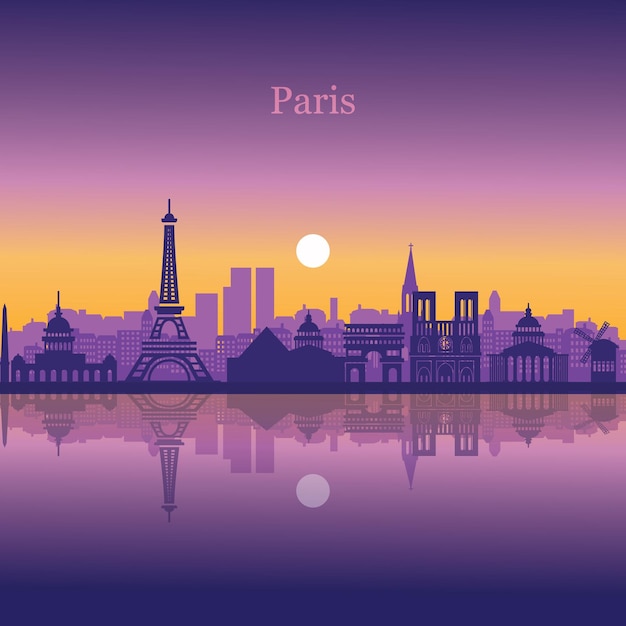 Paris City Skyline Silhouette BackgroundVector illustration