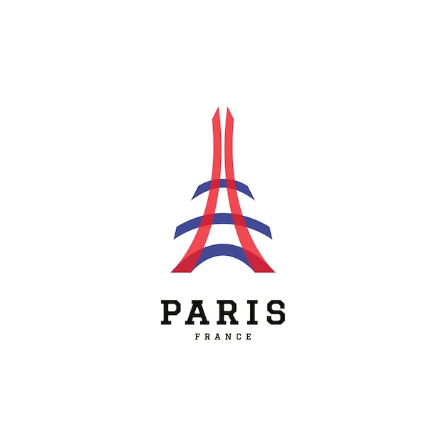 Vector paris eiffel tower logo design with overlapping overlay color icon