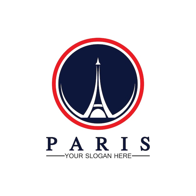 Paris and Eiffel tower logo vector icon  illustrator design template