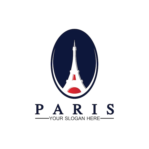 Modello di progettazione dell'illustratore dell'icona di vettore del logo della torre eiffel e di parigi