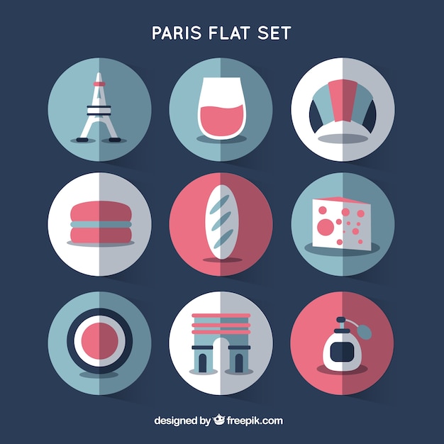 Paris elements set in flat design