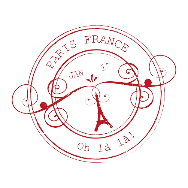 Vector paris france postal rubber stamp