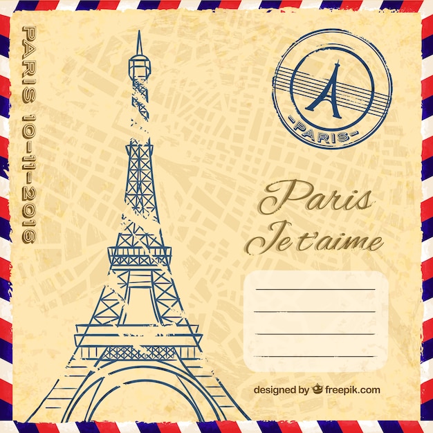 Vector paris je t'aime postcard