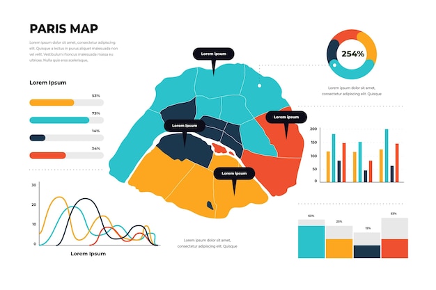 Paris map infographics in flat design